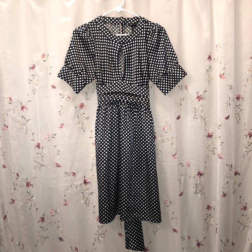 BCBGMaxAzria Polka Dot Tie Back Dress
